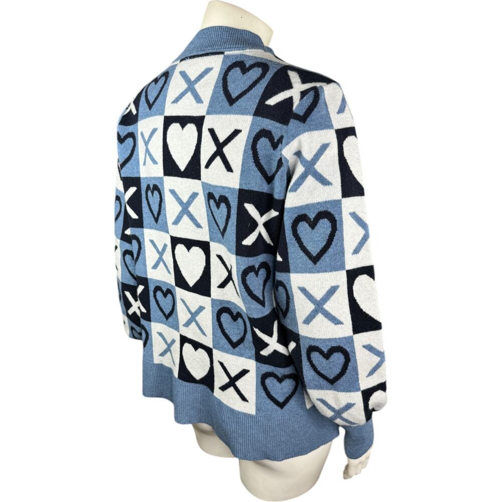 Studio Park X Courtney Khondabi Heart Sweater Blue Small Valentine Winter - Picture 10 of 12